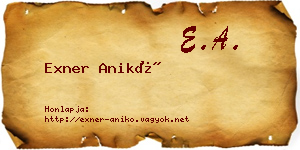 Exner Anikó névjegykártya